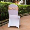 10 Pcs Blush Metallic Spandex Chair Sashes with Silver Buckles Wedding Decorations view 1