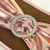 10 Pcs Blush Metallic Spandex Chair Sashes with Silver Buckles Wedding Decorations view 3