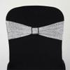 10 Pcs Silver Glittered Spandex Chair Sashes Wedding Party Reception Light Gray view 2