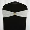 10 Pcs Silver Glittered Spandex Chair Sashes Wedding Party Reception Light Gray view 3