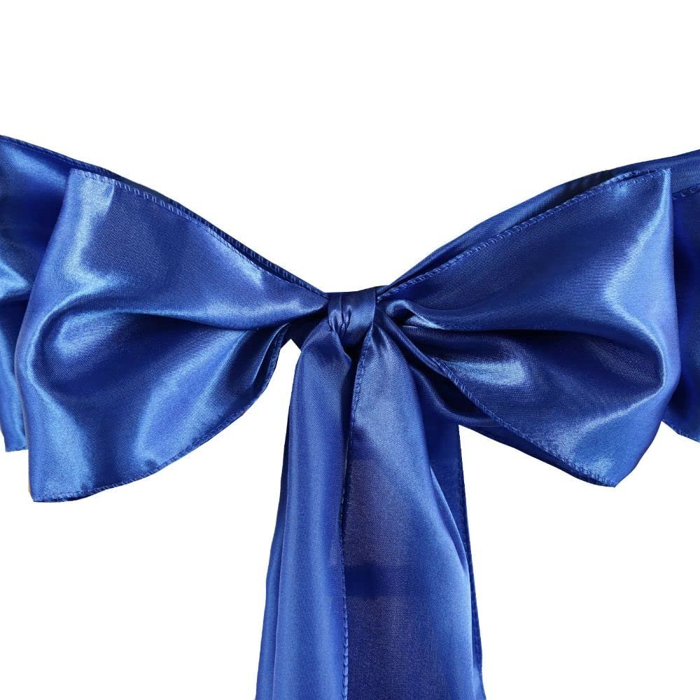 10 Pcs Royal Blue Satin Chair Sashes Ties Bows Wedding Party Reception Decorations