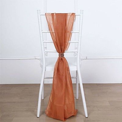 10 Pcs Terracotta Premium Chiffon Wide Chair Sashes Wedding Reception Decorations