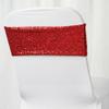 10 Pcs Red Spandex Sequined Chair Sashes Ties Wraps Wedding Party Event Decorations view 2