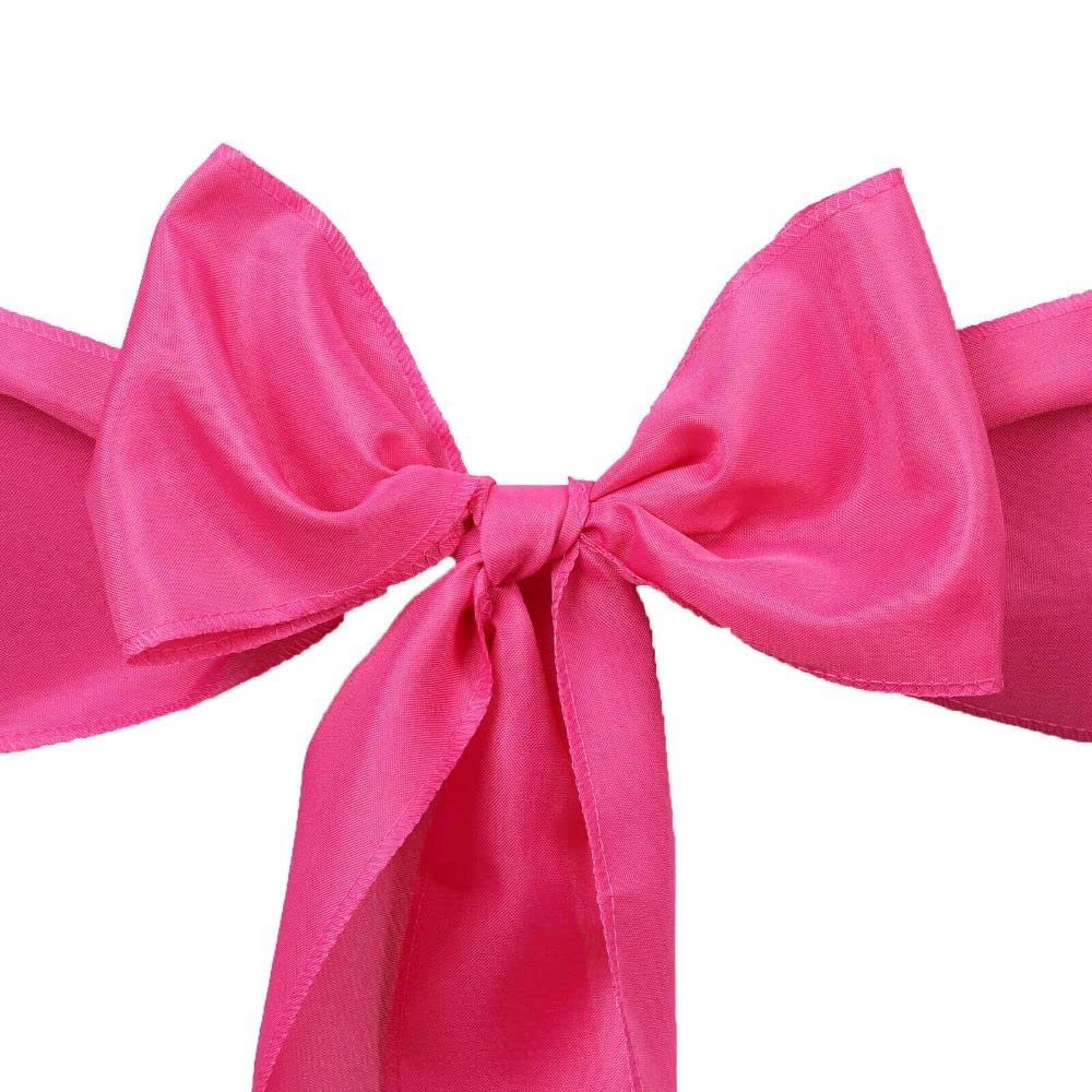10 Pcs Fuchsia Polyester Chair Sashes Ties Bows Wedding Party Ceremony Decorations