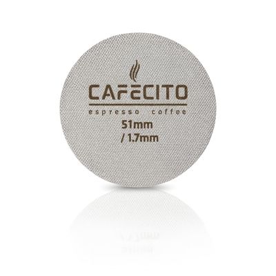 CAFECITO Puck Screen Filter | 51mm Espresso Puck Screen | Silver | Professional 316L Stainless Steel Coffee Filter | 1.7mm Thick | 150 Micron / 100um Multi-Layer Mesh | Reusable Espresso Disc