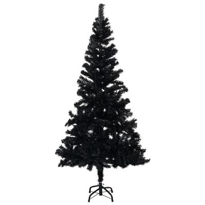 'vidaXL 8ft Black Artificial Christmas Tree Durable PVC Material, Indoor & Outdoor Festive Decor with Stable Steel Stand, Economical & Reusable Holiday Centerpiece