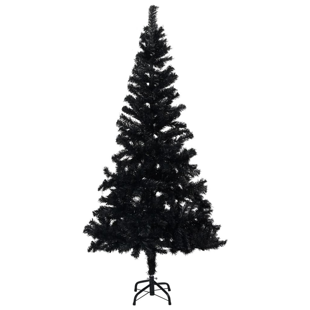 'vidaXL 8ft Black Artificial Christmas Tree  Durable PVC Material, Indoor & Outdoor Festive Decor with Stable Steel Stand, Economical & Reusable Holiday Centerpiece