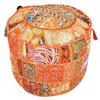 Indian Vintage Fabric Patchwork Pouf Ottoman Foot Stool Bag Pouff Cover view 1