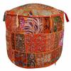 Indian Vintage Fabric Patchwork Pouf Ottoman Foot Stool Bag Pouff Cover view 3