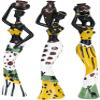 3pcs African Lady Figurine Tribal Lady Statues Resin Craft Ornaments for Home Hotel Living Room Decoration view 3