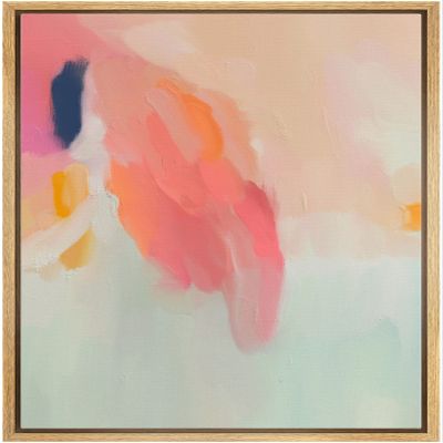 MUDECOR Framed Canvas Print Wall Art Red Orange Green Pastel Paint Strokes Abstract Shape Illustrations Modern Art Decorative Bohemian Colorful Chic for Living Room, Bedroom, Office - 16"x24" Natural