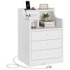 ADORNEVE Nightstand with Charging Station,White Night Stand with Hutch,Bedside Table with Drawers,Bed Side Table with Storage view 1