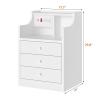 ADORNEVE Nightstand with Charging Station,White Night Stand with Hutch,Bedside Table with Drawers,Bed Side Table with Storage view 3
