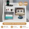 ADORNEVE Nightstand with Charging Station,White Night Stand with Hutch,Bedside Table with Drawers,Bed Side Table with Storage view 4