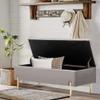 Apeaka Velvet Storage Bench for Bedroom Upholstered Tufted Bed Bench with Storage Living Room Entryway Rectangular Ottoman Bench with Gold Legs Gray view 3
