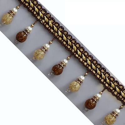 1pcs 1M/15M European Style Crystal Beads Lace Sewing Tassel Curtain Accessories, Acrylic Pendant Edge Decorative Lampshade Upholstery Trim (Color : #1 Dark Coffee, Size : 1 yards)