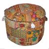 Indian Vintage Foot Stool Pouf Floor Cushion Bohemian Ottoman Pouff Cover view 1