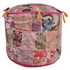 Embroidered Patchwork Pouf Vintage Round Seating Footstool Ottoman Pouff Cover view 1