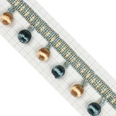 1pcs Pastoral Style Tassel Hanging Ball Bead Curtain Lace, Curtain Lampshade Upholstery Edge Small Wooden Beads Pendant Decorative (Color : #4 hole blue 1m)