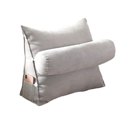 Karnado Bed Pillow for Sitting Up, Headboard Cushion Reading Pillows for Sofa Bed Office Chair, Rest Cushion Adjustable Wedge Cushion Pillow, Provides Lumbar Support (Color : Gray, Size : 45x50x22cm)