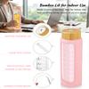 Nefeeko 32 oz Glass Water Bottles with Straw, Motivational Time Marker, 1 Liter BPA FREE Leakproof Reusable Glass Water Bottle with Silicone Sleeve, Bamboo Lid, Spout Lid view 3