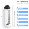 Nefeeko 32 oz Glass Water Bottles with Straw, Motivational Glass Water Bottle with Time Marker, 1 Liter BPA FREE Leakproof Reusable Glass Water Bottle with Silicone Sleeve, Bamboo Lid, Spout Lid view 2