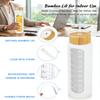 Nefeeko 32 oz Glass Water Bottles with Straw, Motivational Glass Water Bottle with Time Marker, 1 Liter BPA FREE Leakproof Reusable Glass Water Bottle with Silicone Sleeve, Bamboo Lid, Spout Lid view 4