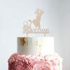 Couple Silhouette Wedding Cake Topper Couple Ring Cake Topper Wedding Mr & Mrs Cake Topper Wood Wedding Cake Topper Custom Cake Toppers for Wedding/Anniversary Beach Wedding Bridal Shower Decor
