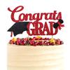 Congrats Grad Cake Topper, Class of 2025 Themed Graduation Party Decorations for University College High School Celebration Party Supplies (Red) view 1