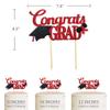 Congrats Grad Cake Topper, Class of 2025 Themed Graduation Party Decorations for University College High School Celebration Party Supplies (Red) view 2