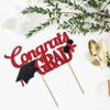 Congrats Grad Cake Topper, Class of 2025 Themed Graduation Party Decorations for University College High School Celebration Party Supplies (Red) view 3