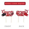 Congrats Grad Cake Topper, Class of 2025 Themed Graduation Party Decorations for University College High School Celebration Party Supplies (Red) view 4