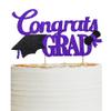 Congrats Grad Cake Topper, Class of 2025 Themed Graduation Party Decorations for University College High School Celebration Party Supplies (Purple) view 1