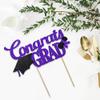 Congrats Grad Cake Topper, Class of 2025 Themed Graduation Party Decorations for University College High School Celebration Party Supplies (Purple) view 3