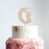 Couple Silhouette Wedding Cake Topper Moon Stars Cake Topper Mr And Mrs Cake Toppers for Wedding Wood Wedding Cake Topper Custom Bride And Groom Cake Topper Rustic Wreath Cake Topper