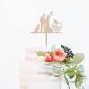 Custom Mr Mrs Cake Topper Hearts Dog Cat Cake Topper Couple Silhouette Wedding Cake Topper Wedding Mr & Mrs Cake Topper Beach Wedding Bridal Shower Decor Wood Cake Topper for Wedding view 4