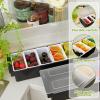 2 Pcs Bar Fruit Caddy with Lid Salad Condiment Server Black Plastic Garnish Tray Ice Chilled Condiment Caddy for Home Restaurant Bartending Serving Veggie Taco Salad Party Supplies(6 Compartments) view 3