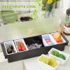 2 Pcs Bar Fruit Caddy with Lid Salad Condiment Server Black Plastic Garnish Tray Ice Chilled Condiment Caddy for Home Restaurant Bartending Serving Veggie Taco Salad Party Supplies(6 Compartments) view 4