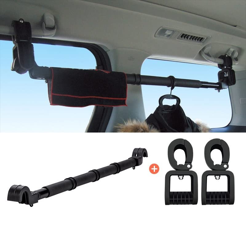 MLYYJH Car Clothes Hanger Bar, Adjustable Telescoping Bar Vehicle Clothing Rack with Non-Slip Grips, for Travel or Garment Cloths, Expandable 33" to 55"