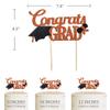Congrats Grad Cake Topper, Class of 2025 Themed Graduation Party Decorations for University College High School Celebration Party Supplies (Orange) view 2