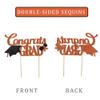 Congrats Grad Cake Topper, Class of 2025 Themed Graduation Party Decorations for University College High School Celebration Party Supplies (Orange) view 4