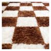 16Pcs Plush Puzzle Foam Floor Mat,Thick Square Interlocking Fluffy Tiles,Soft Climbing Carpet Mats,Shaggy Area Rug for Room Floor,12X12inch,White + Coffee view 1