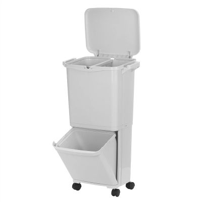 TOMYEUS Trash Cans 55L Large Capacity Trash Can 2 Layers Double Deck Waste Sorting Bins Kitchen Household Restaurant Dustbin Storage Waste Bin Kitchen Bathroom Trash Cans