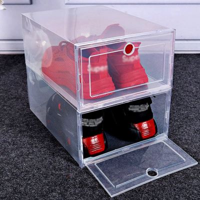 Shoe Box 6pcs Stackable Shoe Stroage Box Clear Plastic Shoe Box Shoe Organiser Large Size 33.5 X 24.5 X 14.5CM,Suitable for Indoor,Outdoor,Townhouse,Wardrobe (Color : 2PCS, Size : Men's)