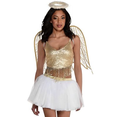 White & Gold "Heaven On Earth" Costume - Womens (Size Plus XXL 18-20) - Luxurious & Comfortable Outfit Perfect For Halloween, Parties & Cosplay - 1 Set