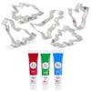 Ann Clark Cookie Cutters Dinosaur Cookie Cutters 5 Piece Set with 3 Tubes of Food Coloring Gel, Super Red, Leaf Green, Sky Blue view 1