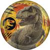 Multicolor Jurassic World 3 Round Paper Dessert Plates (Pack of 8) - 7" | Vibrant Design, Perfect For Kid's Birthday Celebrations, Dinosaur-Themed Parties, & More view 1
