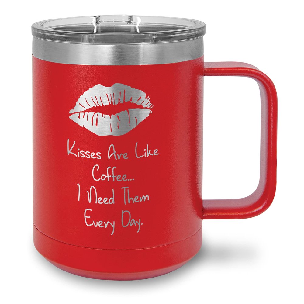 Personalized 15 oz Polar Camel Stainless Steel Mug, Coffee Cup (Red)