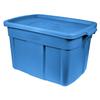 Rubbermaid Roughneck Tote 18 Gal, 6 Pack, Made in USA, Heritage Blue, Rugged Plastic Stackable Storage Bins with Lids and Handles view 2