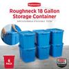 Rubbermaid Roughneck Tote 18 Gal, 6 Pack, Made in USA, Heritage Blue, Rugged Plastic Stackable Storage Bins with Lids and Handles view 4